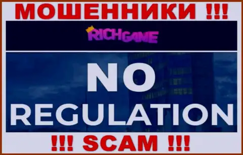 У конторы RichGame, на веб-ресурсе, не показаны ни регулятор их работы, ни лицензия