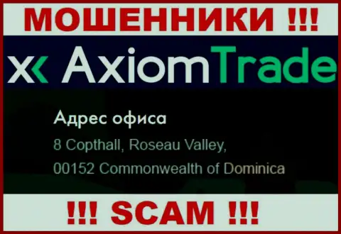 АксиомТрейд отсиживаются на оффшорной территории по адресу - 8 Copthall, Roseau Valley, 00152, Dominica - это МОШЕННИКИ !!!