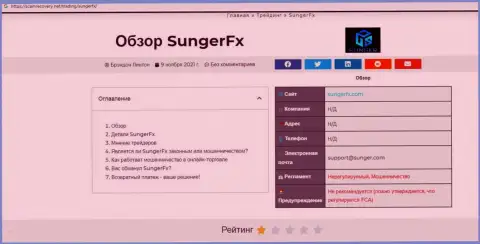 SungerFX - это компания, сотрудничество с которой доставляет только лишь потери (обзор проделок)