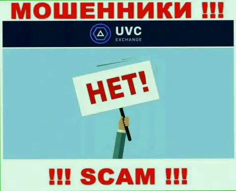 На информационном ресурсе жуликов UVC Exchange нет ни слова о регуляторе конторы