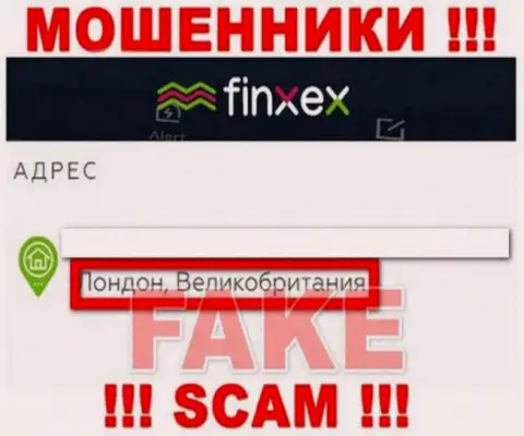 Finxex Com решили не распространяться о своем реальном адресе