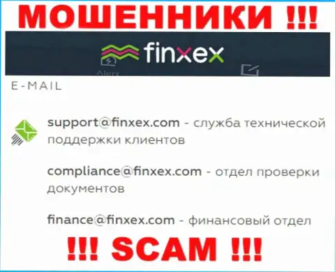 В разделе контактов интернет-лохотронщиков Finxex, показан вот этот е-майл для обратной связи с ними