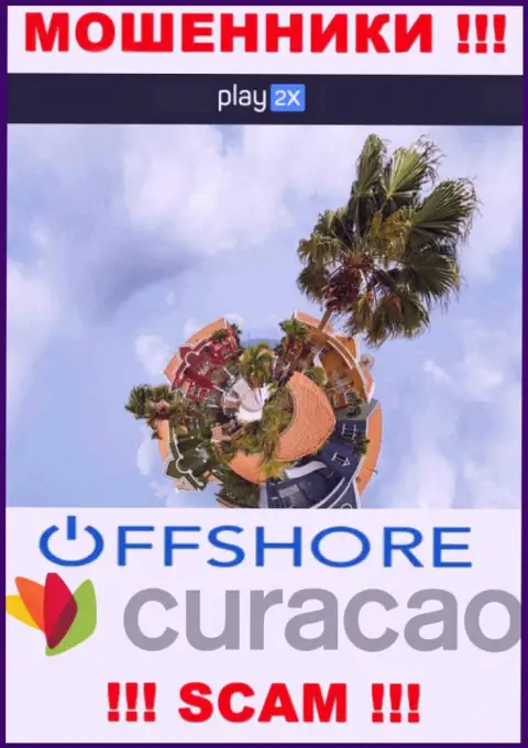 Curacao - оффшорное место регистрации мошенников Плэй 2Х, опубликованное у них на сайте