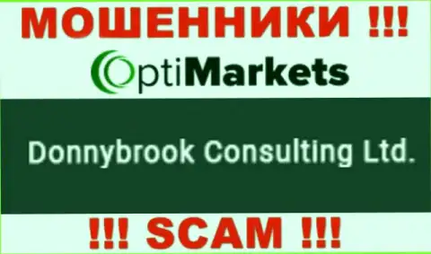 Шулера OptiMarket написали, что именно Donnybrook Consulting Ltd руководит их лохотронным проектом