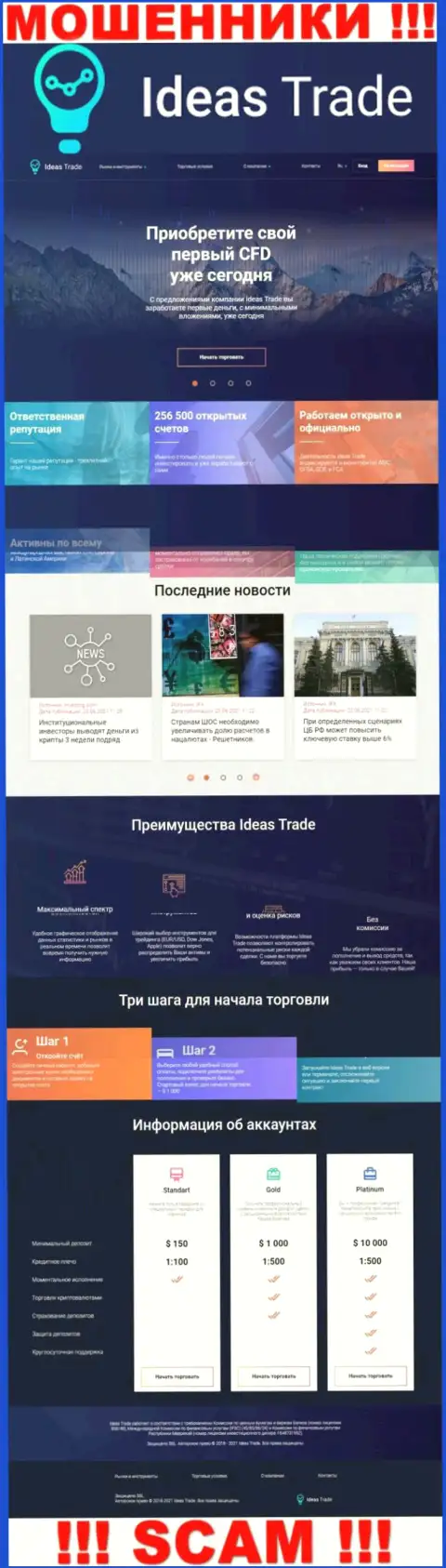 Официальный сайт аферистов ИдеасТрейд Ком