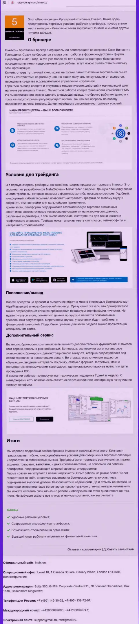 Материал с обзором деятельности Форекс организации INVFX на интернет-ресурсе OtzyvDengi Com