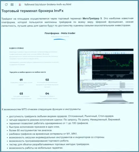 Обзор торгового терминала форекс брокерской компании ИНВФХ на веб-портале фуллинвест биз
