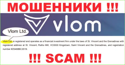 Юр. лицо, владеющее мошенниками Влом Ком - это Vlom Ltd