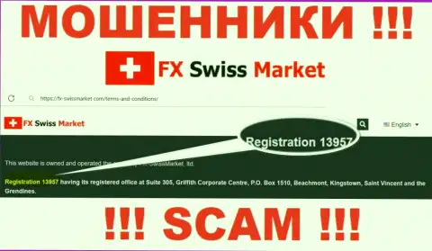Как представлено на официальном сайте мошенников FX SwissMarket: 13957 - это их номер регистрации