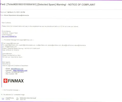 Похожая жалоба на официальный web-портал FiN MAX поступила и доменному регистратору