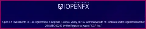 Место прописки Forex конторы OpenFX
